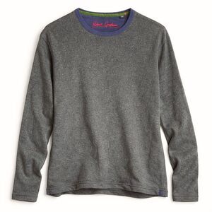 Robert Graham Designer Casual Knit Shirt Gray LS Tee Signature Trim XL